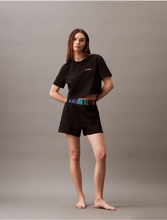 Calvin Klein Womens Intense Power Pride Lounge Sleep Shorts - Black - XL