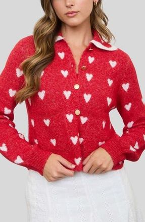 Blu Pepper Heart Peter Pan Collar Cardigan in Red at Nordstrom Rack, Size Medium