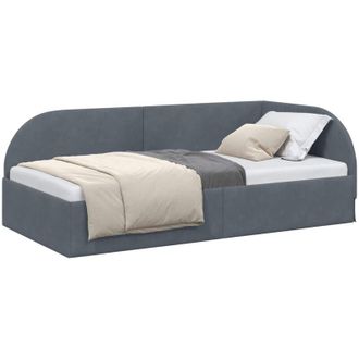 vidaXL Corner Bed Frame with Headboard Dark Grey 90 cm x 190 cm Velvet vidaXL