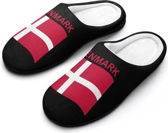 Generic Flag of Denmark Funny Mens Cotton Slippers Soft Non-Slip Rubber Sole House Slipper Indoor Outdoor
