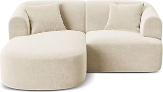 Cosmopolitan Design Sof&aacute; esquinero izquierdo modular 3 plazas de terciopelo beige claro