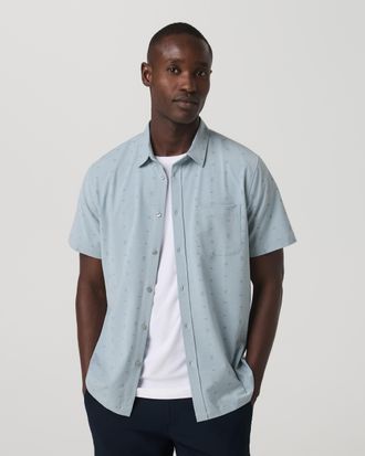 Vuori Clothing Short Sleeve Bridge Button Down | Raindrop Stone | Medium