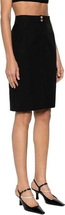 Chanel 90S Silk-Cotton High-Waist Skirt, Size Fr; 34 (Authentic Pre-Loved)