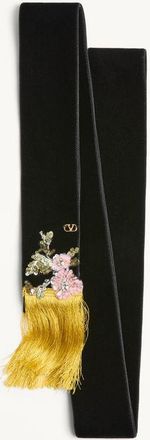 Valentino Garavani Valentino Velvet Scarf With Embroidery Woman BLACK/GOLD UNI