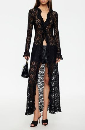 Lioness Long Nights Lace Maxi Dress in Noir at Nordstrom, Size X-Small