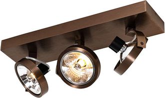 QAZQA Dise&ntilde;o Foco De Dise&ntilde;o Bronce Oscuro 3 Luces Giratorio E Inclinable - Go Aluminio Rectangular Adecuado Para Led Max. 3 X 3 Watt - Qazqa