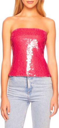 Susana Monaco Sheer Sequin Tube Top In Azalea