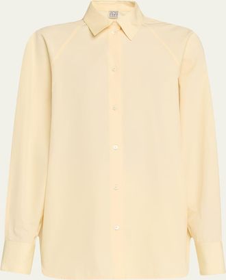 Toteme Raw-Edge Raglan-Sleeve Button-Down Shirt