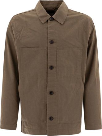 Vince Giacca da lavoro in cotone e lino - - Jackets - Uomo - Verde - S