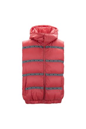 Versace Gerijpt Donsvest met Capuchon Rood