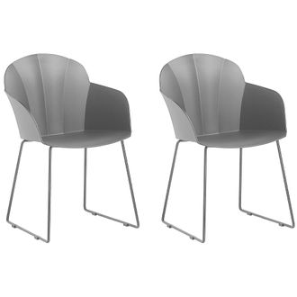 Beliani Beliani - Conjunto De 2 Sillas De Comedor De Material Sint&eacute;tico Negro Patas De Metal Negro Respaldo En Forma De Sala De Estar Moderna Sylva