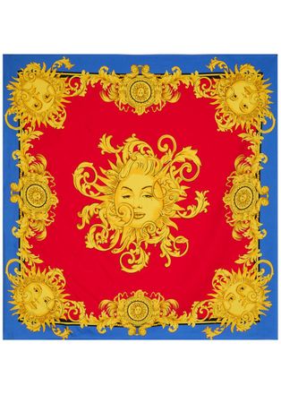 Versace Foulard Printed Silk Twill Scarf - Blue - One Size