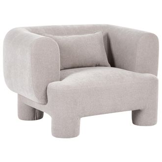 Beliani Sill&oacute;n Tapizado De Tela Con Textura Aterciopelada Patas Cil&iacute;ndricas Estilo Org&aacute;nico Beige Hogbo