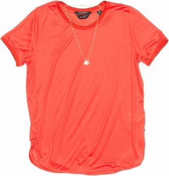 Maison Scotch Womens Maison Scotch Short Sleeve Lurex Rib Detailed Womens Tee - Red - Size: 14