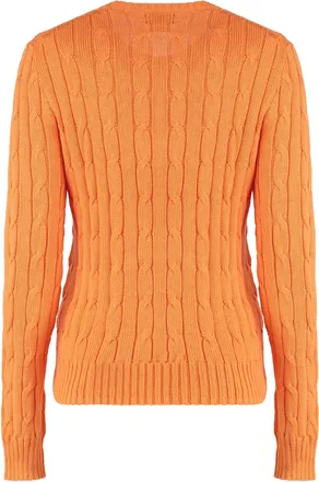 Polo Ralph Lauren Womens Cable Knit Sweater Orange Cotton