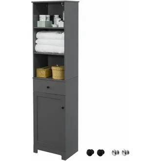 SoBuy Sobuy - Mueble Columna De Ba&ntilde;o, Armario Alto Ba&ntilde;o,161 X 40 X 35 Cm Gris Bzr17-dg Es