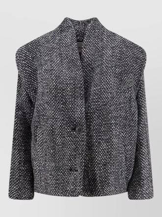 Isabel Marant drogo textured coat collarless v neckline