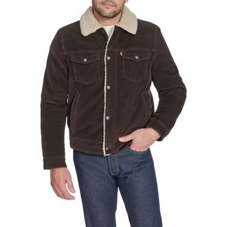 Levi's Corduroy & Faux Shearling Depot Jacket in Chocolate Brown at Nordstrom Rack, Size Xx-Large R