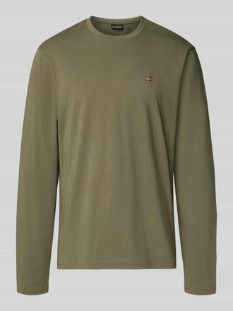 Napapijri Longsleeve mit Logo-Stitching Modell Salis in Oliv, Größe XXL