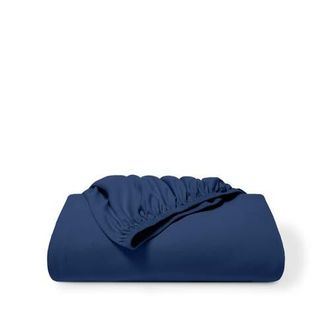 Bare Home Organic Cotton Jersey Fitted Sheet in Dark Blue at Nordstrom, Size Twin X-Long