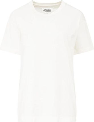 Maison Margiela T-shirt van katoen met geborduurd logo - Heren - T-shirts - Wit - M - Katoen - Tops