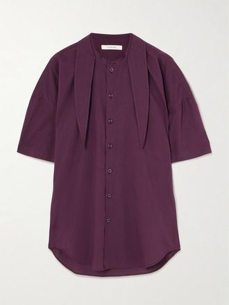 Christophe Lemaire Camicia In Mussola Di Cotone Con Collo Lavalli&egrave;re - Viola