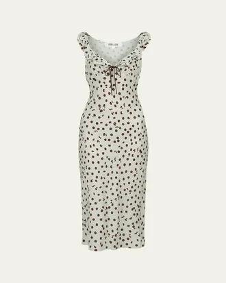 Diane Von F&uuml;rstenberg Christina Ruffle-Trim Polka Dot Midi Dress