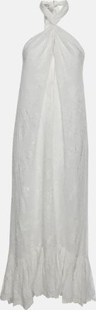 Hemant & Nandita White Floral Jacquard Nera Halter Maxi Dresses