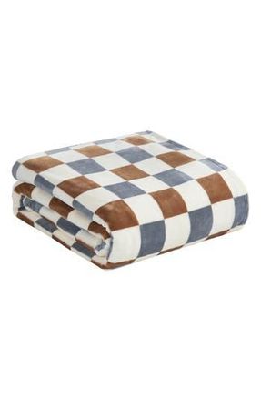 Jessica Simpson Plush Fleece Throw Blanket in Rust/Grey at Nordstrom Rack