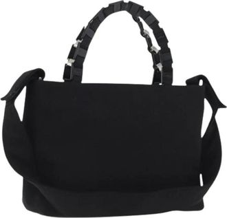 Ferragamo Pre-owned Handbags, female, Black, Size: ONE SIZE Pre-owned Canvas Handbag