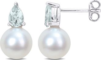 Mimi & Max 7/8ct TGW Ethiopian Opal and 8.5-9mm Cultured Freshwater Pearl Earrings Silver