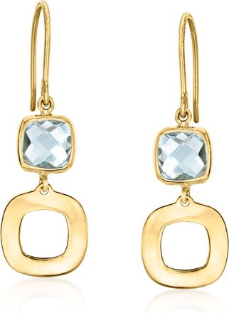 Canaria Canaria Sky Blue Topaz Geometric Drop Earrings in 10kt Yellow Gold