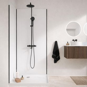 Aurlane Pack 2 Paneles Murales Aluminio Blanco 80+100x210 Y Perfiles Negros Wallit