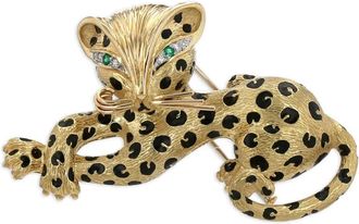 Fred Perry Spilla Panthère in oro giallo 18 carati con smeraldo