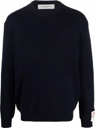 Golden Goose Dark Blue Crewneck Logo Sweater