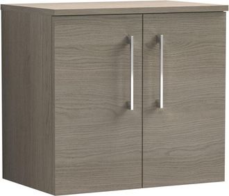 Balterley Balterley Level 600mm Wall Hung 2-Door Vanity Unit with Worktop, Soft Close Doors, Wall Mounted, 600 x 557 x 383mm, Gloss White