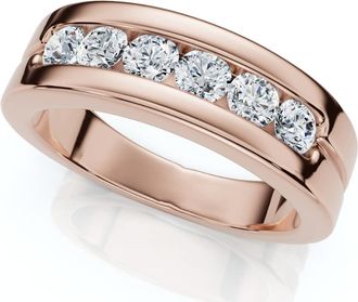 Pompeii3 Mens 5/8Ct Diamond 6-Stone Polished Wedding Ring Lab Grown 10k Gold