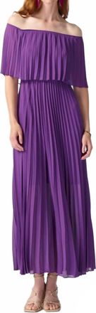 Joseph Ribkoff Off-Shoulder Pleated Chiffon Party Long Maxi Dress In Majesty