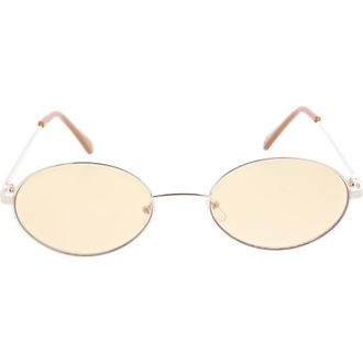 BCBGeneration 58mm Slim Metal Oval Sunglasses in Light Gold at Nordstrom Rack