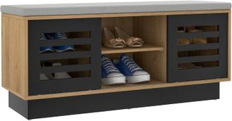 Costway Costway - Banco Zapatero, Zapatero Con Asiento Con 6 Compartimentos De Almacenamiento Y 3 Estantes Ajustables, Banco Para Zapatos Con Coj&iacute;n Y 2 Puerta