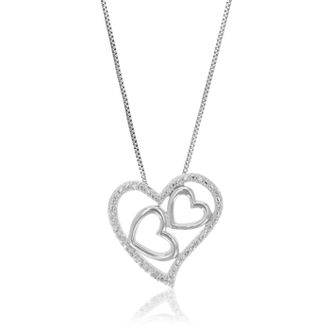 Vir Jewels 1/10 cttw Lab Grown Diamond Heart Pendant Necklace in Sterling Silver with Chain For Women