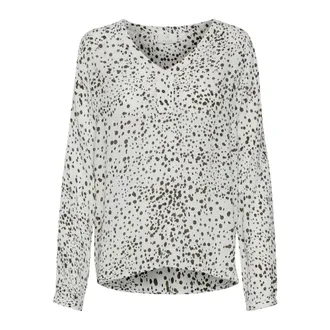 Kaffe Blusa de manga larga con lunares de acuarela - Blouses & Shirts - Mujer - Blanco - 3XL