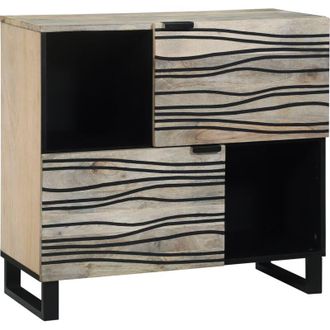 vidaXL Vitrina Blanco 80 X 33 X 75 Cm Madera Maciza De Mango Vidaxl