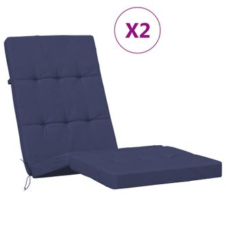 vidaXL Coj&iacute;n De Exterior 2 Pcs Azul Marino 180 X 55 X 7 Cm Tela Vidaxl