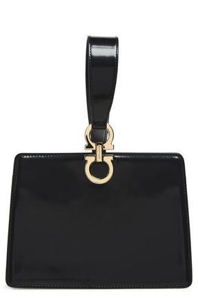 Ferragamo Double Gancio Leather Mini Clutch in Nero Nero Nero at Nordstrom