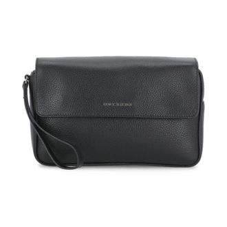 Orciani Bags, male, Black, Size: ONE SIZE Black Leather Pochette with Card Holders