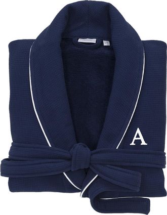 Linum Home Textiles Monogrammed Waffle Terry Bathrobe, (A-Z)