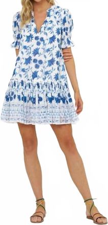 Oliphant Smocked Drop Mini Dress In Marion Blue