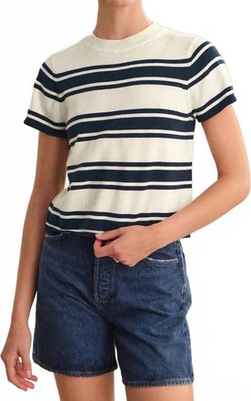 525 america Nerida Striped Sweater Tee In Chalk/dark Blue