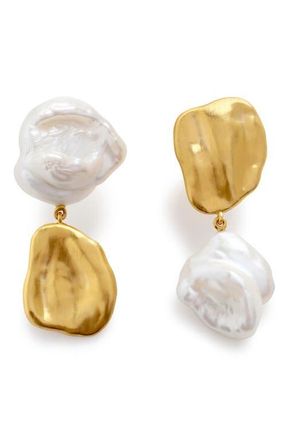 Monica Vinader x Amy Powney Keshi Pearl Drop Earrings in 18Ct Gold Vermeil /Pearl at Nordstrom